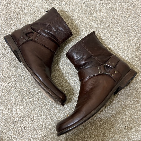 Frye Phillip Brown Leather Ankle Harness Boot Men’s 11 - Picture 2 of 8